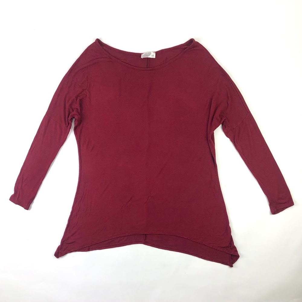 Tea N Rose Drapey Maroon Long Sleeve Top